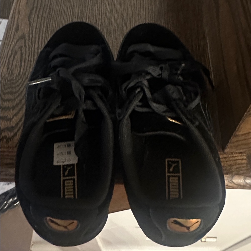 Puma Black Shoes with Gold Details